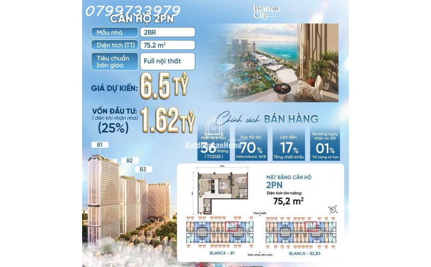 Căn hộ 5 sao biển Vũng Tàu, chỉ 700 triệu nhận nhà full nội thất 0799733979